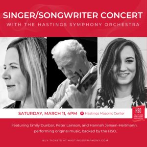 Hastings Symphony Orchestra with Emily Dunbar, Peter Lainson and Hannah Jensen on March 11 at 4pm